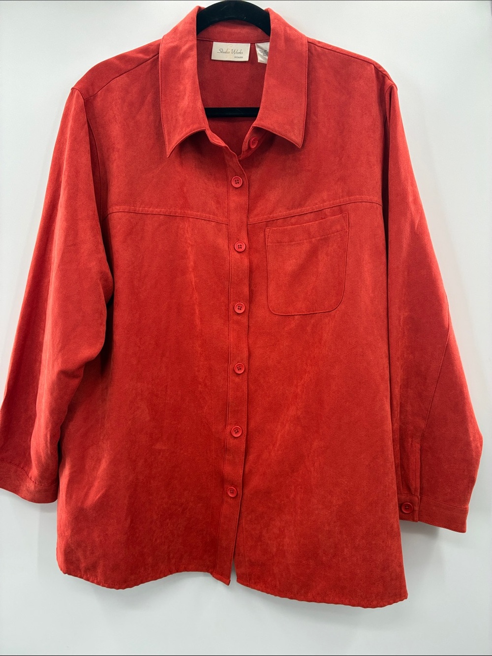 Studio Works Burnt Orange Suede Button-Front Shirt Size 2X